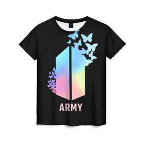 Женская футболка 3D с принтом BTS ARMY в Санкт-Петербурге, 100% полиэфир ( синтетическое хлопкоподобное полотно) | прямой крой, круглый вырез горловины, длина до линии бедер | army | bangtan boys | beyond the scene | bts | k pop | kpop | love yourself | бтс | к поп