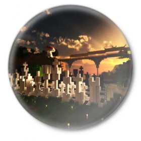 Значок с принтом MINECRAFT в Санкт-Петербурге,  металл | круглая форма, металлическая застежка в виде булавки | craft | creeper | dungeon | dungeons | earth | game | logo | mine | minecraft | mobile | online | дунгеонс | земля | зомбиы | игра | крипер | лого | майкрафт | майнкрафт | мобайл | онлайн | подземелье | подземелья