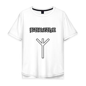 Мужская футболка хлопок Oversize с принтом Burzum Algiz Rune в Санкт-Петербурге, 100% хлопок | свободный крой, круглый ворот, “спинка” длиннее передней части | 