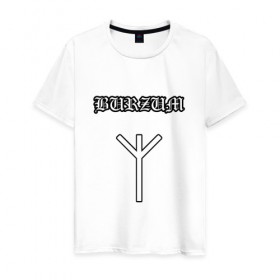 Мужская футболка хлопок с принтом Burzum Algiz Rune в Санкт-Петербурге, 100% хлопок | прямой крой, круглый вырез горловины, длина до линии бедер, слегка спущенное плечо. | 