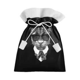 Подарочный 3D мешок с принтом Пантера в очках в Санкт-Петербурге, 100% полиэстер | Размер: 29*39 см | Тематика изображения на принте: animal | panther | predator | животное | очки | пантера | хищник