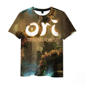 Мужская футболка 3D с принтом Ori and the Blind Forest в Санкт-Петербурге, 100% полиэфир | прямой крой, круглый вырез горловины, длина до линии бедер | blind forest | ori | sein | белка | гумо | кошка | куро | лиса | нару | непроглядный лес | ори | платформер | птенец | сейн | сова