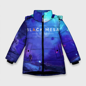 Зимняя куртка для девочек 3D с принтом HALF-LIFE - Black Mesa XEN в Санкт-Петербурге, ткань верха — 100% полиэстер; подклад — 100% полиэстер, утеплитель — 100% полиэстер. | длина ниже бедра, удлиненная спинка, воротник стойка и отстегивающийся капюшон. Есть боковые карманы с листочкой на кнопках, утяжки по низу изделия и внутренний карман на молнии. 

Предусмотрены светоотражающий принт на спинке, радужный светоотражающий элемент на пуллере молнии и на резинке для утяжки. | black | counter | csgo | freeman | gordon | half | half life | halflife | lambda | life | logo | mesa | portal | strike | xen | гордон | контр | лайф | лого | портал | символ | страйк | фримен | халф | халф лайф | халфлайф
