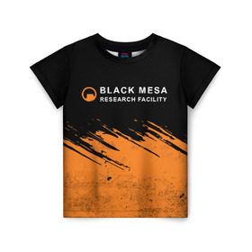 Детская футболка 3D с принтом BLACK MESA (Half-Life) в Санкт-Петербурге, 100% гипоаллергенный полиэфир | прямой крой, круглый вырез горловины, длина до линии бедер, чуть спущенное плечо, ткань немного тянется | black | counter | csgo | freeman | gordon | half | half life | halflife | lambda | life | logo | mesa | portal | strike | xen | гордон | контр | лайф | лого | портал | символ | страйк | фримен | халф | халф лайф | халфлайф