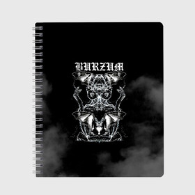 Тетрадь с принтом Burzum в Санкт-Петербурге, 100% бумага | 48 листов, плотность листов — 60 г/м2, плотность картонной обложки — 250 г/м2. Листы скреплены сбоку удобной пружинной спиралью. Уголки страниц и обложки скругленные. Цвет линий — светло-серый
 | Тематика изображения на принте: burz | burzum | byelobog | cymophane | darkthrone | deathlike silence | mayhem | misanthropy | old funeral | блэк метал | бурзум | бурзун | варг викернес | дарк эмбиент | метал | тьма