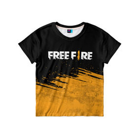 Детская футболка 3D с принтом FREE FIRE в Санкт-Петербурге, 100% гипоаллергенный полиэфир | прямой крой, круглый вырез горловины, длина до линии бедер, чуть спущенное плечо, ткань немного тянется | 