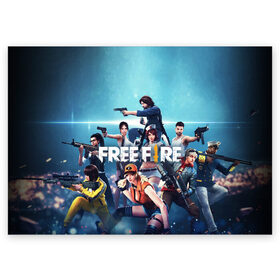 Поздравительная открытка с принтом FREE FIRE в Санкт-Петербурге, 100% бумага | плотность бумаги 280 г/м2, матовая, на обратной стороне линовка и место для марки
 | battle | battlegrounds | fire | free | game | games | garena | logo | mobile | royale | батлграунд | битва | гарена | гарено | игра | игры | королевская | лого | логотип | мобайл | онлайн | символ | фаер | фаир | фри