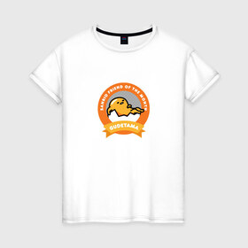 Женская футболка хлопок с принтом Гудетама в Санкт-Петербурге, 100% хлопок | прямой крой, круглый вырез горловины, длина до линии бедер, слегка спущенное плечо | gudetama | гудетама