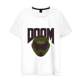 Мужская футболка хлопок с принтом DOOM в Санкт-Петербурге, 100% хлопок | прямой крой, круглый вырез горловины, длина до линии бедер, слегка спущенное плечо. | doom | doom eternal | game | minimalism | игры | минимализм
