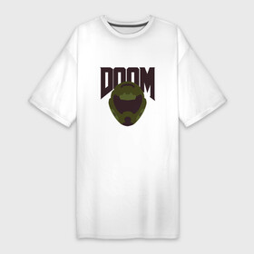 Платье-футболка хлопок с принтом DOOM в Санкт-Петербурге,  |  | doom | doom eternal | game | minimalism | игры | минимализм