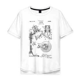 Мужская футболка хлопок Oversize с принтом Patent - Лампа для чтения в Санкт-Петербурге, 100% хлопок | свободный крой, круглый ворот, “спинка” длиннее передней части | patent | идея | история | книга | лампа | лампочка | патент | разработка | чертеж | чертежи
