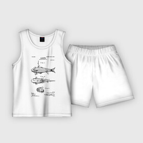 Детская пижама с шортами хлопок с принтом Patent  Artificial bait в Санкт-Петербурге,  |  | patent | воблер | идея | история | крючок | патент | приманка | разработка | рыбак | рыбалка | туризм | удочка | чертеж | чертежи