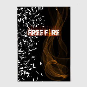 Постер с принтом FREE FIRE в Санкт-Петербурге, 100% бумага
 | бумага, плотность 150 мг. Матовая, но за счет высокого коэффициента гладкости имеет небольшой блеск и дает на свету блики, но в отличии от глянцевой бумаги не покрыта лаком | free fire | free fire pc | game | garena | mobile game | royale | trsffb | битва онлайн | гарена | игра | огонь | свободный огонь | фри фаер