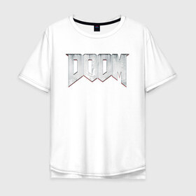 Мужская футболка хлопок Oversize с принтом DOOM в Санкт-Петербурге, 100% хлопок | свободный крой, круглый ворот, “спинка” длиннее передней части | doom | doom eternal | дум