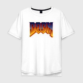 Мужская футболка хлопок Oversize с принтом DOOM в Санкт-Петербурге, 100% хлопок | свободный крой, круглый ворот, “спинка” длиннее передней части | doom | doom eternal | дум
