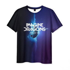 Мужская футболка 3D с принтом IMAGINE DRAGONS в Санкт-Петербурге, 100% полиэфир | прямой крой, круглый вырез горловины, длина до линии бедер | Тематика изображения на принте: evolve | id | imagine dragons | драконы | ид