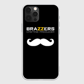 Чехол для iPhone 12 Pro с принтом Brazzers Casting-producer в Санкт-Петербурге, силикон | область печати: задняя сторона чехла, без боковых панелей | adults | brazzers | casting | inscription | logo | movies | mustache | producer | studio | кастинг | логотип | надпись | продюсер | студия | усы | фильмы