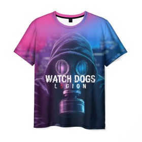 Мужская футболка 3D с принтом WATCH DOGS LEGION в Санкт-Петербурге, 100% полиэфир | прямой крой, круглый вырез горловины, длина до линии бедер | ded sec | fox | hacker | legion | watch dogs | watch dogs 2 | watch dogs legion | легион | хакер