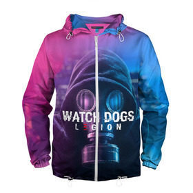 Мужская ветровка 3D с принтом WATCH DOGS LEGION в Санкт-Петербурге, 100% полиэстер | подол и капюшон оформлены резинкой с фиксаторами, два кармана без застежек по бокам, один потайной карман на груди | ded sec | fox | hacker | legion | watch dogs | watch dogs 2 | watch dogs legion | легион | хакер