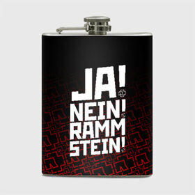 Фляга с принтом RAMMSTEIN (НА СПИНЕ) в Санкт-Петербурге, металлический корпус | емкость 0,22 л, размер 125 х 94 мм. Виниловая наклейка запечатывается полностью | Тематика изображения на принте: rammstein | рамштайн