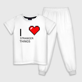 Детская пижама хлопок с принтом I love Stranger Things в Санкт-Петербурге, 100% хлопок |  брюки и футболка прямого кроя, без карманов, на брюках мягкая резинка на поясе и по низу штанин
 | stranger things | очень странные дела