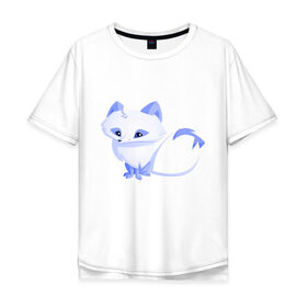 Мужская футболка хлопок Oversize с принтом Песец в Санкт-Петербурге, 100% хлопок | свободный крой, круглый ворот, “спинка” длиннее передней части | веселая лисица | веселые животные | забавная лиса | лиса | лисица | смешные животные
