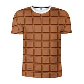 Мужская футболка 3D спортивная с принтом Плитка Шоколада  в Санкт-Петербурге, 100% полиэстер с улучшенными характеристиками | приталенный силуэт, круглая горловина, широкие плечи, сужается к линии бедра | Тематика изображения на принте: brown. | chocolate bar | food | еда | коричневый | плитка шоколада | шоколад | шоколадка