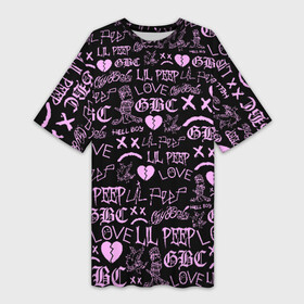 Платье-футболка 3D с принтом LIL PEEP LOGOBOMBING в Санкт-Петербурге,  |  | awful things | hell boy | lil peep | lil prince | клауд | клауд рэп | лил пип | пееп. | пост эмо | реп | репер | рэп | рэпер | трэп | хип хоп | эмо трэп