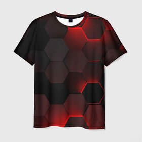 Мужская футболка 3D с принтом 3D плиты в Санкт-Петербурге, 100% полиэфир | прямой крой, круглый вырез горловины, длина до линии бедер | 3d | 3д | абстракция | квадраты | неон | плитки | плиты | свет | свечение | текстура