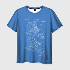 Мужская футболка 3D с принтом Patent - hocey в Санкт-Петербурге, 100% полиэфир | прямой крой, круглый вырез горловины, длина до линии бедер | patent | зима | игра | идея | история | коньки | лёд | патент | разработка | сибирь | спорт | хокей | хоккей | чертеж | чертежи