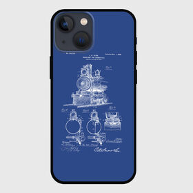 Чехол для iPhone 13 mini с принтом Locomotives в Санкт-Петербурге,  |  | Тематика изображения на принте: patent | дорога | жд | железная | идея | история | локомотив | паровоз | патент | поезд | поезда | путешествие | путь | разработка | чертеж | чертежи