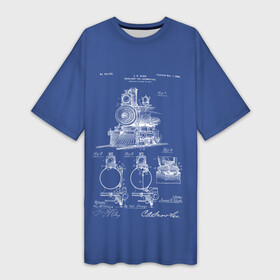 Платье-футболка 3D с принтом Locomotives в Санкт-Петербурге,  |  | patent | дорога | жд | железная | идея | история | локомотив | паровоз | патент | поезд | поезда | путешествие | путь | разработка | чертеж | чертежи