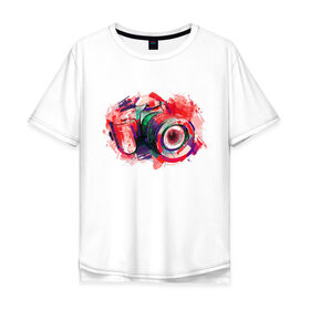 Мужская футболка хлопок Oversize с принтом Фотограф в Санкт-Петербурге, 100% хлопок | свободный крой, круглый ворот, “спинка” длиннее передней части | абстракции | брызги | волна цветов | два цвета | дизайн | карандаш | краски | крутой дизайн | мода | необычный дизайн | нити | облако цвета | пятна | радуга | смесь цветов | стиль | танцы | фотоаппарт