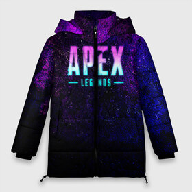Женская зимняя куртка 3D с принтом Apex Legends Neon logo в Санкт-Петербурге, верх — 100% полиэстер; подкладка — 100% полиэстер; утеплитель — 100% полиэстер | длина ниже бедра, силуэт Оверсайз. Есть воротник-стойка, отстегивающийся капюшон и ветрозащитная планка. 

Боковые карманы с листочкой на кнопках и внутренний карман на молнии | apex | apex legends | bangalor | bloodhound | caustic | crypto | gibraltar | legends | lifeline | logo | mirage | neon | pathfinder | titanfall | watson | wraith | апекс | неон