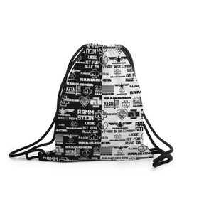 Рюкзак-мешок 3D с принтом RAMMSTEIN в Санкт-Петербурге, 100% полиэстер | плотность ткани — 200 г/м2, размер — 35 х 45 см; лямки — толстые шнурки, застежка на шнуровке, без карманов и подкладки | metallica | rammstein | rock | металл | музыка | раммштайн | рок