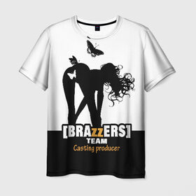 Мужская футболка 3D с принтом Casting-producer Brazzers team в Санкт-Петербурге, 100% полиэфир | прямой крой, круглый вырез горловины, длина до линии бедер | Тематика изображения на принте: adults | brazzers | butterflies | casting | girl | inscription | logo | movies | producer | silhouette | studio | team | бабочки | братья | девушка | кастинг | логотип | надпись | продюсер | силуэт | студия | фильмы