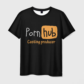 Мужская футболка 3D с принтом Porn hab Casting-producer в Санкт-Петербурге, 100% полиэфир | прямой крой, круглый вырез горловины, длина до линии бедер | adults | casting | inscription | logo | movies | producer | studio | кастинг | логотип | надпись | продюсер | студия | фильмы