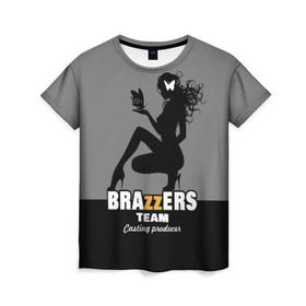 Женская футболка 3D с принтом Brazzers team Casting-producer в Санкт-Петербурге, 100% полиэфир ( синтетическое хлопкоподобное полотно) | прямой крой, круглый вырез горловины, длина до линии бедер | adults | brazzers | butterflies | casting | girl | inscription | logo | movies | producer | silhouette | studio | team | бабочки | братья | девушка | кастинг | логотип | надпись | продюсер | силуэт | студия | фильмы