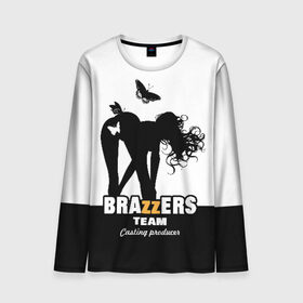 Мужской лонгслив 3D с принтом Brazzers team Casting-producer в Санкт-Петербурге, 100% полиэстер | длинные рукава, круглый вырез горловины, полуприлегающий силуэт | adults | brazzers | butterflies | casting | girl | inscription | logo | movies | producer | silhouette | studio | team | бабочки | братья | девушка | кастинг | логотип | надпись | продюсер | силуэт | студия | фильмы