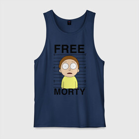 Мужская майка хлопок с принтом Free Morty в Санкт-Петербурге, 100% хлопок |  | c 137 | morty | morty smith | portal | rick | rick and morty | rick sanchez | sanchez | smith | морти | морти смит | портал | рик | рик и морти | рик санчез | санчез | смит