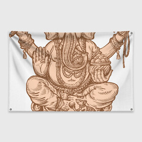 Флаг-баннер с принтом Ганеш в Санкт-Петербурге, 100% полиэстер | размер 67 х 109 см, плотность ткани — 95 г/м2; по краям флага есть четыре люверса для крепления | бог. индуизм | буддизм | ганеш | ганеша | индия | кришна | мифология | оберег | ом | слон | талисман