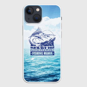 Чехол для iPhone 13 mini с принтом Marlin в Санкт-Петербурге,  |  | Тематика изображения на принте: fin | fishing | fishing line | hook | marlin | ocean | spinner | water | блесна | крючок | леска | марлин | океан | плавник | рыбалка