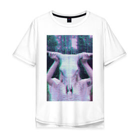 Мужская футболка хлопок Oversize с принтом Glitch art of little death в Санкт-Петербурге, 100% хлопок | свободный крой, круглый ворот, “спинка” длиннее передней части | 