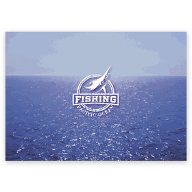 Поздравительная открытка с принтом Тихий океан в Санкт-Петербурге, 100% бумага | плотность бумаги 280 г/м2, матовая, на обратной стороне линовка и место для марки
 | fish | fishing | marlin | pacific ocean | марлин | рыба | рыбалка | тихий океан