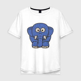 Футболка хлопок Оверсайз с принтом Голубой слоник в Санкт-Петербурге, 100% хлопок | свободный крой, круглый ворот, “спинка” длиннее передней части | животные | мамонт | маугли | персонаж | природа | слон | слоник