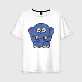 Женская футболка хлопок Oversize с принтом Голубой слоник в Санкт-Петербурге, 100% хлопок | свободный крой, круглый ворот, спущенный рукав, длина до линии бедер
 | животные | мамонт | маугли | персонаж | природа | слон | слоник