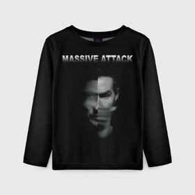 Детский лонгслив 3D с принтом Massive attack в Санкт-Петербурге, 100% полиэстер | длинные рукава, круглый вырез горловины, полуприлегающий силуэт
 | 100 suns | dance | electronic | masive atack | masive attack | mezannine | one point six | tricky | trip hop | triphop | мэссив аттак