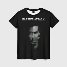 Женская футболка 3D с принтом Massive attack в Санкт-Петербурге, 100% полиэфир ( синтетическое хлопкоподобное полотно) | прямой крой, круглый вырез горловины, длина до линии бедер | 100 suns | dance | electronic | masive atack | masive attack | mezannine | one point six | tricky | trip hop | triphop | мэссив аттак