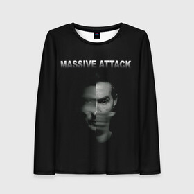 Женский лонгслив 3D с принтом Massive attack в Санкт-Петербурге, 100% полиэстер | длинные рукава, круглый вырез горловины, полуприлегающий силуэт | Тематика изображения на принте: 100 suns | dance | electronic | masive atack | masive attack | mezannine | one point six | tricky | trip hop | triphop | мэссив аттак