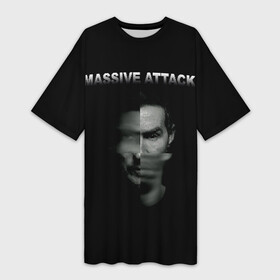 Платье-футболка 3D с принтом Massive attack в Санкт-Петербурге,  |  | Тематика изображения на принте: 100 suns | dance | electronic | masive atack | masive attack | mezannine | one point six | tricky | trip hop | triphop | мэссив аттак